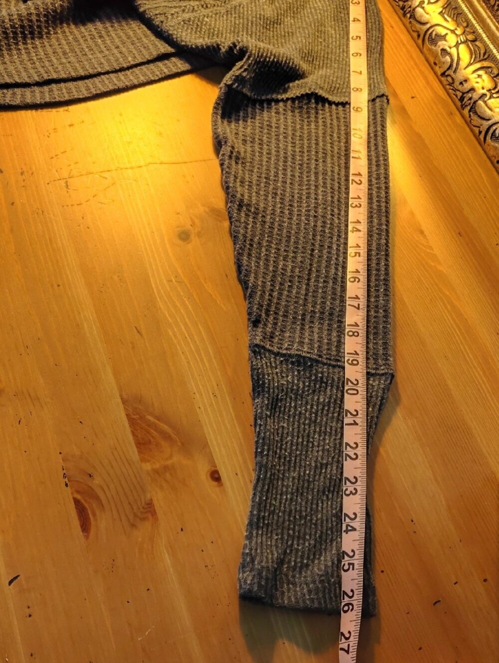 🍡 Charcoal Heather Ribbed And Waffle Long-Sleeve Top Medium - Picture 10 of 10